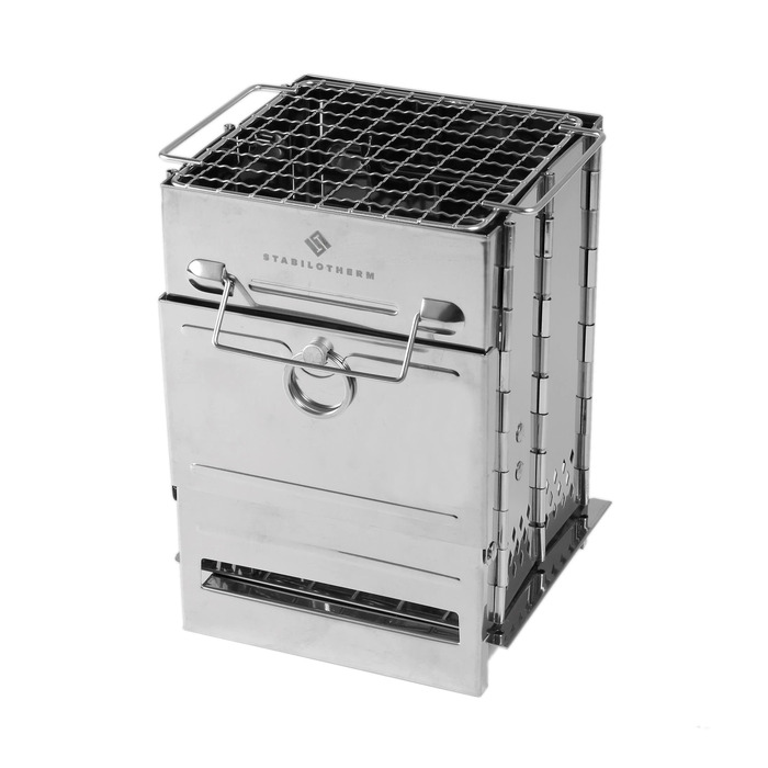 Вугільний гриль з нержавіючої сталі, складаний для кемпінгу та використання на свіжому повітрі портативний гриль, кемпінговий гриль, вуличний гриль кемпінговий гриль дуже стабільний та компактний, 21 см x 14 см x 14 см