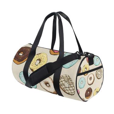 Солодкі строкаті пончики, коричнева спортивна сумка з парусини, дорожня сумка, сумка на вихідні, сумка для чоловіків та жінок, для спорту та подорожей