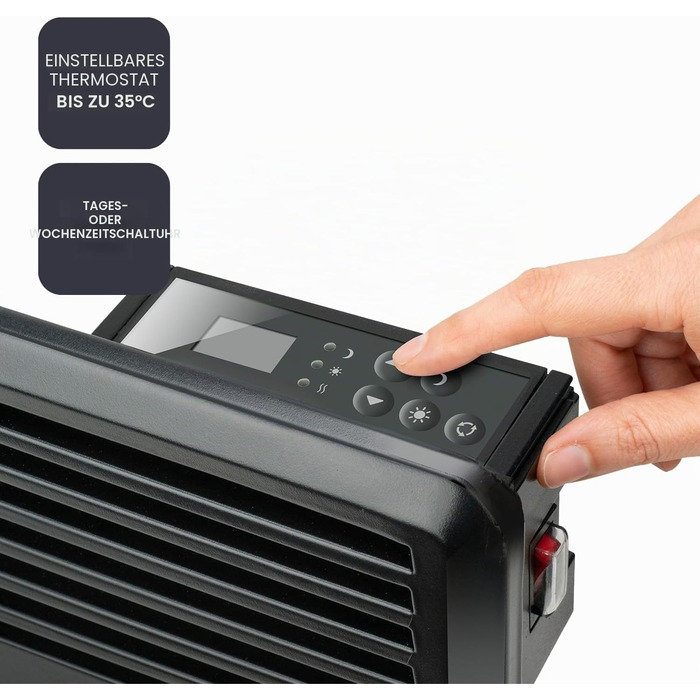 Конвектор BLACKDECKER BXCSH1800E, 1800 Вт, 240 В, підлоговий або настінний монтаж, вимикач вкл/викл, елегантний дизайн, чорний