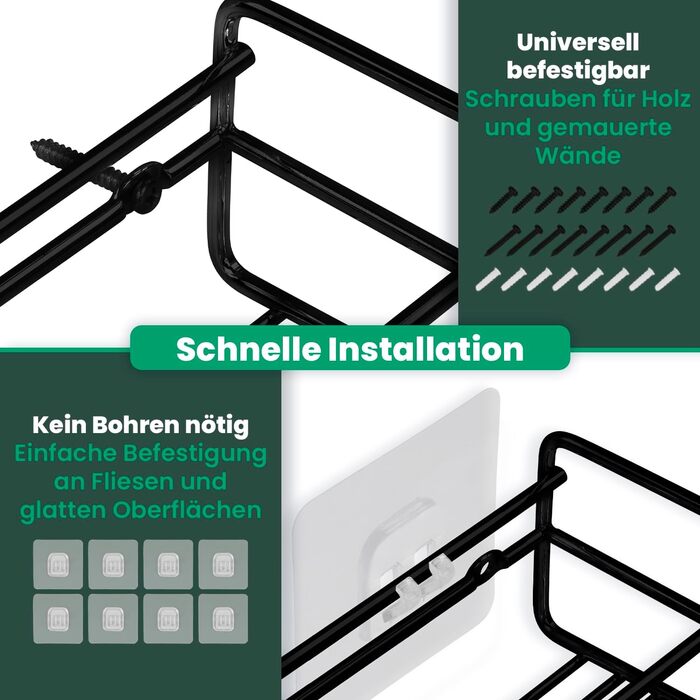 Металеві підставки для спецій - 4 шт. и - можна кріпити без свердління - для спецій, як вкладиш у шафу або органайзер - розмір 32,2 x 6,5 x 7,4 см (матово-чорні)