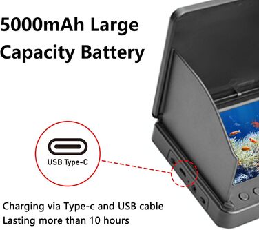 Підводна рибальська камера Fish Finder, 5000 мАг, з інфрачервоним нічним баченням, водонепроникність IP67, з екраном 10 см, для льоду, річки та човна