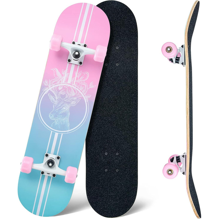 Скейтборд 31" Pink Classic 8-шаровий клен ABEC-11 95A – повний компліт для дівчат, дітей та початківців, рожевий