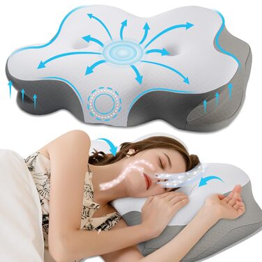 Подушка для шиї, подушка для сну на боці з подвійною зоною розвантаження вух, ергономічна ортопедична подушка з піни з ефектом пам&39яті від болю в шиї, подушка з підтримкою шиї для сну на спині/животі, темно-сіра