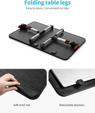 Приліжковий столик SAIJI з регульованою висотою та 4 регульованими кутами, складний накладний столик для дивана, кушетки, підлоги, роботи, навчання, читання, письма, їжі, підходить для ноутбука до 17 дюймів (60 * 33 см, чорний) чорний 23,6 * 13 дюймів
