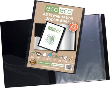 Презентаційна книга eco-eco 50 Recycled 40 Pocket Black Color, eco008, чорно-чорний (A5, універсальний, A5)