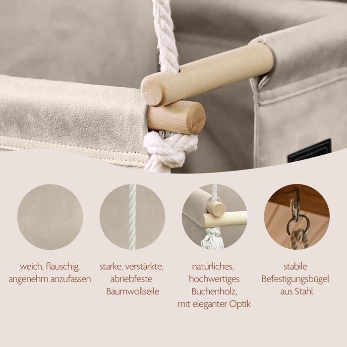 Дитячі гойдалки в приміщенні на відкритому повітрі Ведмедик світло-бежевий оксамит Дитячі гойдалки Дитячі гойдалки в приміщенні Де