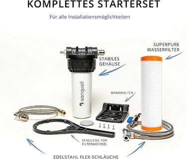 Фільтр для води преміум-класу під раковиною, 8 л/хв, видаляє 100 забруднюючих речовин, висока продуктивність, окремий кран не потрібен, екологічний дизайн, зроблено в Німеччині