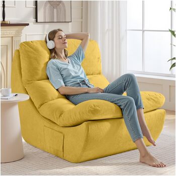 Крісло-мішок, крісло для читання, крісло-мішок, 1-місний диван з піни з ефектом пам&39яті, диван-лінивець, розкладний диван для читання, для сну у вітальні та спальні, складання не потрібне, жовтий