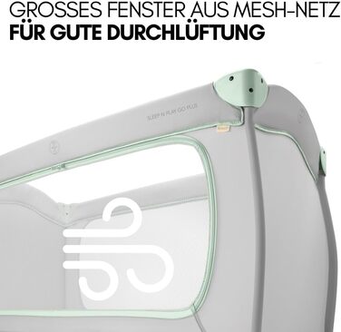 Комплект дитячого ліжечка Hauck Sleep N Play Go Plus XXL вкл. матрац, простирадло на резинці, сітку від комах та водонепроникну підкладку складне дитяче ліжечко кольору Dusty Mint