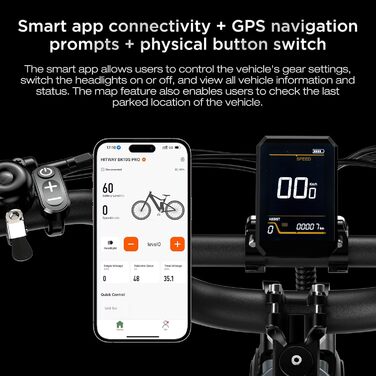 Електричний велосипед HITWAY E Bike BK10S PRO, 48V 720Wh 250W, запас ходу 70-120 км, 20&39 * 4.0 Fat Shies, керування за допомогою застосунку, 7 швидкостей, водонепроникний педальний велосипед IP54, 48V 15Ah, сірий