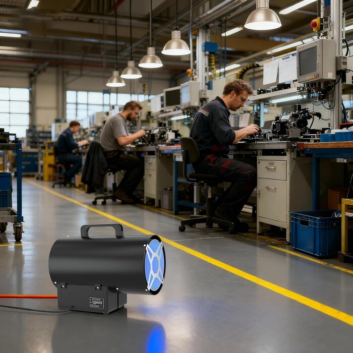 Газовий обігрівач HENGMEI 10 кВт з ручкою для перенесення та шлангом, газовий обігрівач з нержавіючої сталі з регулятором тиску, захистом від перегріву, для майстерень та будівельних майданчиків (чорний) 10 кВт Чорний