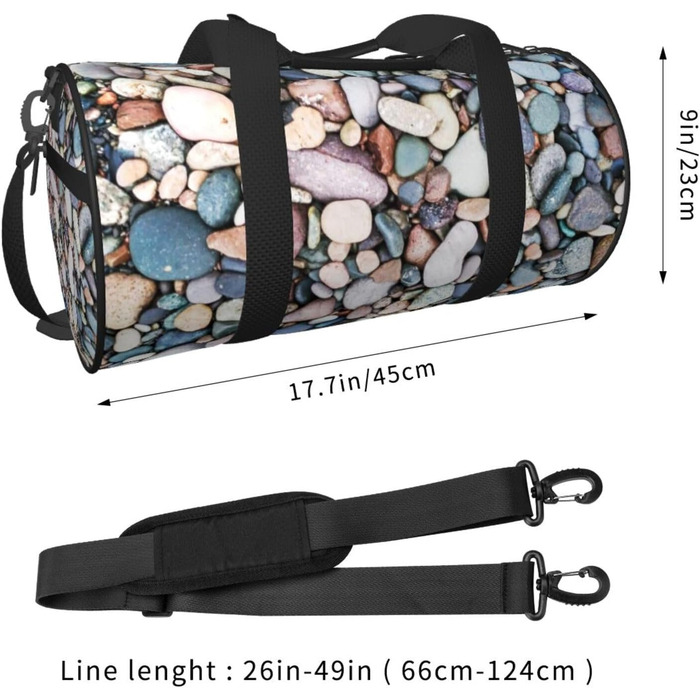Спортивна сумка, дорожня сумка, пляжна сумка, кольорові камінці, сумка на ніч, чорна, універсальний розмір, сумка для подорожей