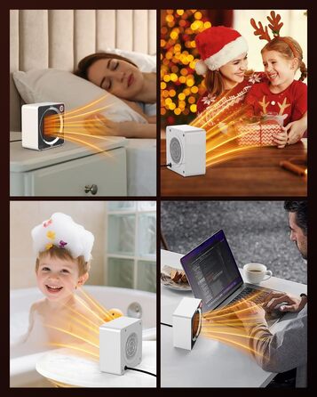 Компактний портативний вентилятор-обігрівач для ванної кімнати потужністю 500 Вт, електричний обігрівач з керамічною технологією PTC, захистом від перегріву та перекидання, тихий та портативний, сучасний дизайн для офісу/робочого столу.