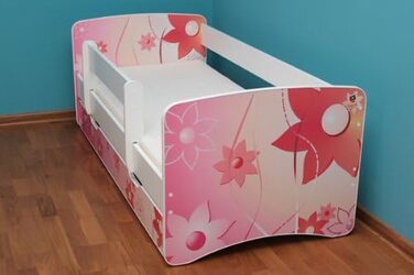 Дитяче ліжко 80x160 із захистом від падіння шухляда, 44 дизайни (поїзд)