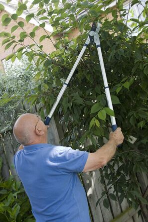 Телескопічні секатори Spear & Jackson 8090RS Razorsharp з храповим механізмом, обхідним різанням, висувними телескопічними ручками з поворотним фіксатором, лезами з вуглецевої сталі C50, покриттям PTFE