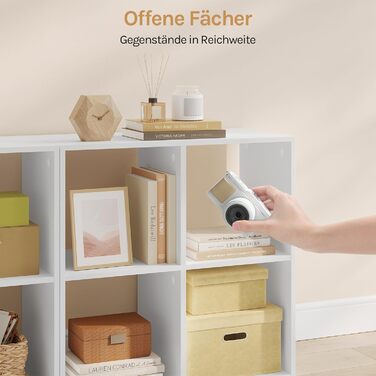 Книжкова полиця WOLTU, кубічна полиця з 4 відкритими відділеннями, маленька біла полиця, окремостояча полиця, полиця для файлів, офісна полиця, вітальня/кабінет, 60x60x29 см SK053ws 4 відділення (29Г x 60Ш x 60В см) білий