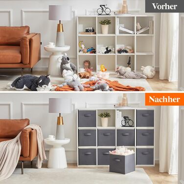 Коробка для зберігання речей Lifewit Fabric Storage Box, складні куби для зберігання об&39ємом 18 л, органайзери з нетканого матеріалу з ручкою для полиць-кубів, вставка для полиць, 10 шт. , 26,5 x 26,5 x 28 см, сірий