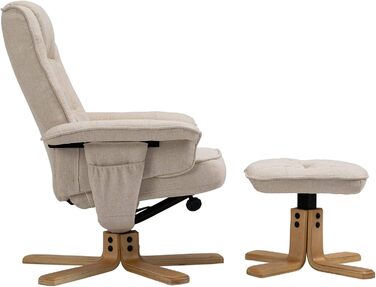 Крісло-реклайнер IDIMEX Charly з підніжкою, поворотне та регульоване по куту нахилу, бежевий максимум навантаження 100 кг для вітальні, крісло для телевізора, крісло-реклайнер, м&39яке крісло та підніжка