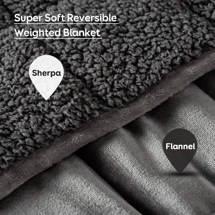 Обтяжена ковдра Sivio для дорослих, 7-кілограмова шерпа-ковдра з м&39якою фланеллю, двостороння, розмір &quotqueen-size&quot, надзвичайно тепла, затишна, пухнаста обтяжена ковдра, 150x200 см, сіра