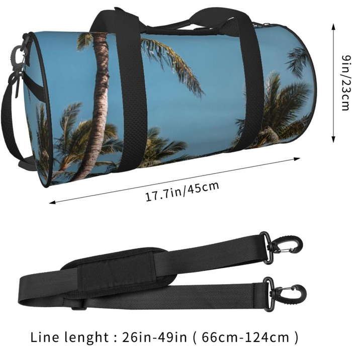 Спортивна сумка, дорожня сумка, пляжна сумка, принт Кокосова пальма, сумка для ночівлі, чорна, універсальний розмір, сумка для подорожей