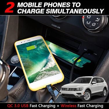 Бездротовий зарядний пристрій Singkin, сумісний з VW Tiguan 2018 2019 2020 2021, 15 Вт швидка зарядка мобільного телефону для пане