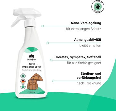 Емма Зелений водонепроникний спрей для текстилю та намету 2x500 мл - Стійке просочення для наметів та одягу - Водонепроникна розпи