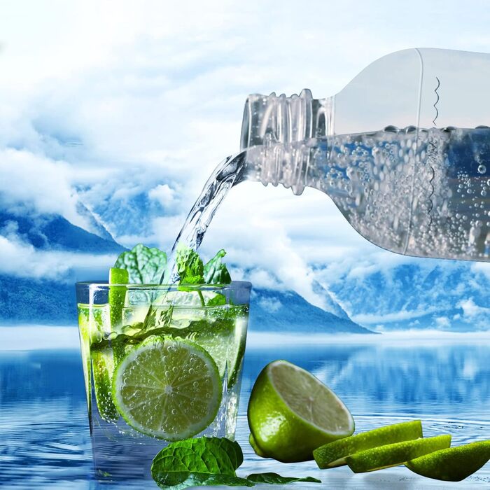 Пляшки для виробництва газованої води Mycket, 2 пляшки для карбонізації по 1 л, газовані пляшки без BPA, багаторазові пляшки для газованої води PET, змінні пляшки для машини для газованої води, чорнийбілий 2 шт.