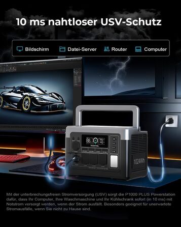 Портативна зарядна станція OUKITEL P1000 Plus, акумулятор LiFePO4 ємністю 1024 Втгод, сонячний генератор потужністю 1800 Вт, швидка зарядка від 0 до 80 за 45 хвилин. Ультратиха для кемпінгу, кемперів та відключень електроенергії P1000PLUS