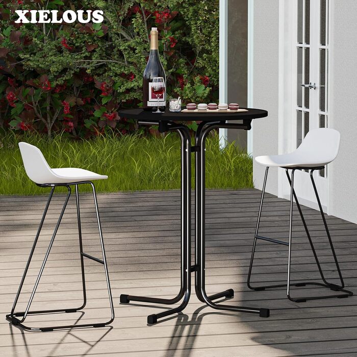 Складаний бістро-стіл, круглий складаний барний стіл з кришкою, водонепроникний для садів, бістро, весіль та заходів на свіжому повітрі, чорний