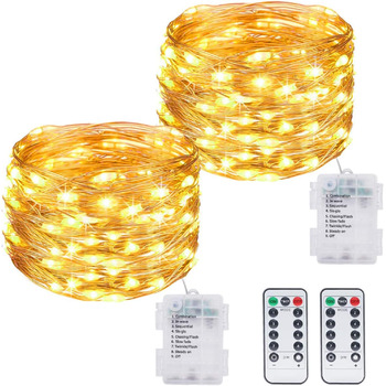Акумуляторна батарея Kolpop 2 шт. и гірлянд, 12M 120 LED 8 режимів, провід з пультом дистанційного керування та таймером, водонепр