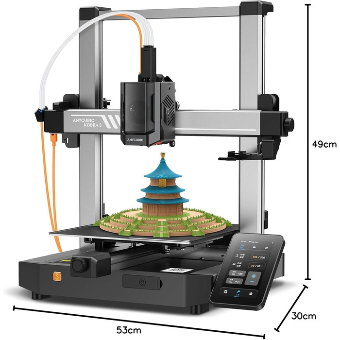 Принтер Anycubic Kobra 3, високошвидкісний друк 600 мм/с, високоточне автоматичне вирівнювання та автоматичне зміщення по осі Z, і