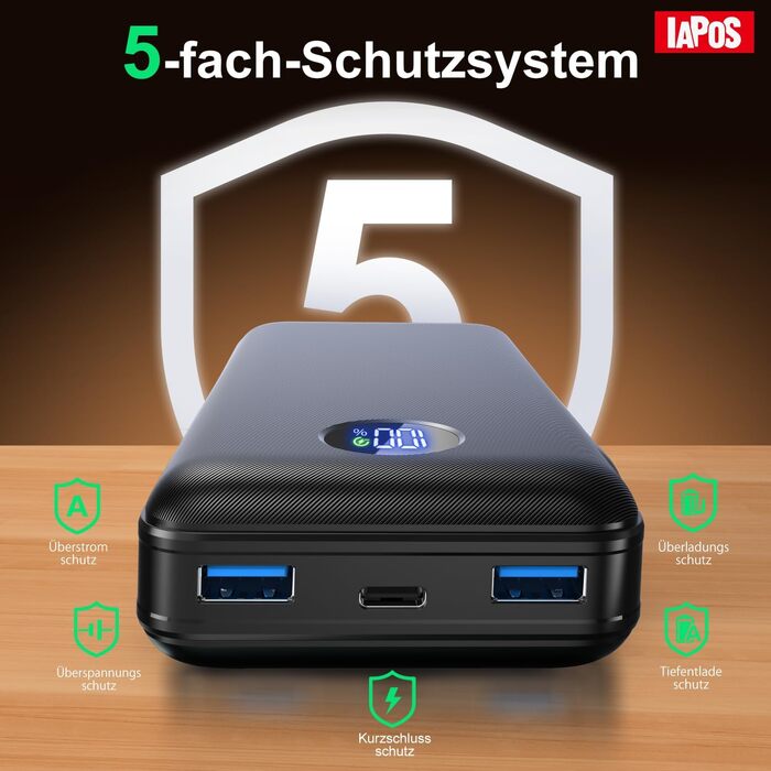 Зовнішній акумулятор для мобільного телефону, зовнішній акумулятор ємністю 26 800 мАг із швидкою зарядкою 22,5 Вт, входом і виходом USB-C, PD 3.0 та QC 4.0. Сумісний з iPhone 17, 16, 15, 14, 13, 12 та Samsung Galaxy S25.