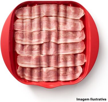 Плита для бекону в мікрохвильовій печі Lku, червона, 28,2 x 6 x 24,9 см