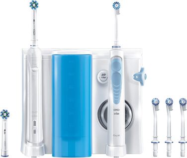 Набір систем очищення Oral-B Pro 900 Oxyjet, електрична зубна щітка, акумуляторна з іригатором для порожнини рота, 1 система очищення Oxyjet, 1 електрична зубна щітка, 4 змінні насадки Oxyjet, 2 щітки