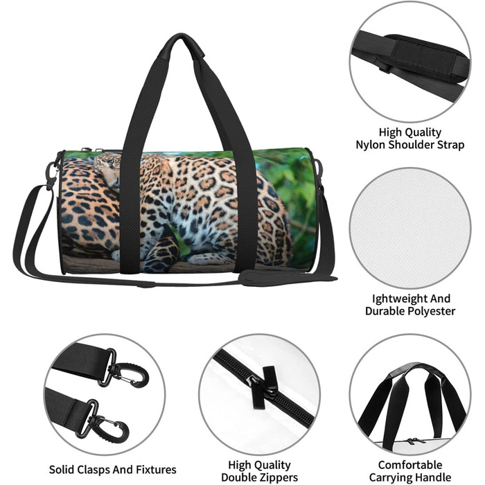 Спортивна сумка, дорожня сумка, африканський леопардовий принт, сумка для подорожей на ніч, чорна, універсальний розмір
