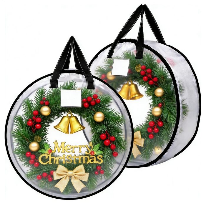 Коробки для зберігання, корони, 2 прозорі кишені для гірлянд органайзер для декорування гірляндами, для різдвяних вечірок, Хеллоуїна, зберігання вдома, шафі, гаражі 76 x 20 см