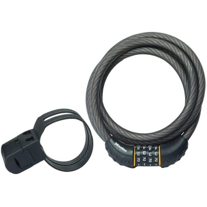 Тросовий замок Master Lock 8122D, налаштуйте власний велосипедний замок з цифровою комбінацією, довжина 1,8 м, чорний