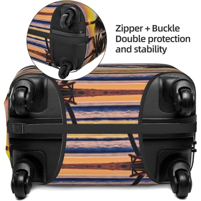 Чохол для валізи Захід Сонця, міцний захист для багажу, підходить для валіз розміром 45.7 - 81.3 см, розмір XL, Чорний, X-Large