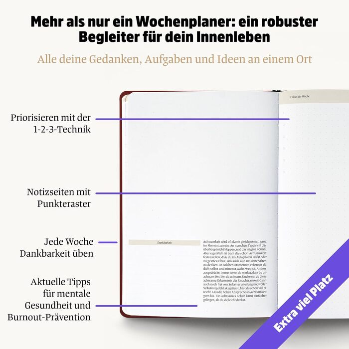 Компактний планер для більшої усвідомленості у повсякденному хаосі Застарілий планер зі штучною шкіряною обкладинкою, гумкою та кишенею-жабкою (бордовий 2026), 2026