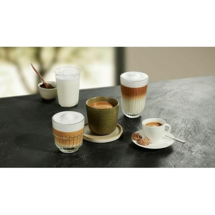 Повністю автоматична кавоварка Siemens EQ300 TF303E07, для багатьох кавових делікатесів, піноутворювач, керамічна кавомолка, функція OneTouch, 1300 Вт, Inox сріблястий металік