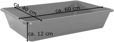 Пластикова ванна/миска, 20 л, пилова/пісочна ванна, пластикова ванночка для ніг, прямокутна, 60x40x12 см, чорна, місце для зберігання, 2 шт., 2 шт.