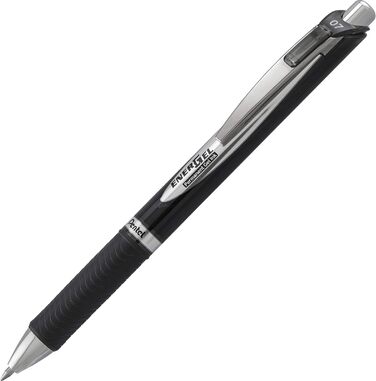 Ручка Pentel LRP7-AX Refill для ручок EnerGel, 12 шт. , 0,7 мм, чорна & EnerGel Document BLP77-AX Гелева ручка, чорна, ширина лінії 0,7 мм, світлостійке чорнило - безпечно для документів за стандартом ISO 27668-2 чорний Пучок з гелевим роликовим м'ячем, ч