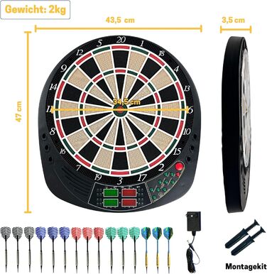Найкращий спортивний електронний дартс Coventry - 27 ігор зі 159 варіаціями, до 16 гравців, 12 дротиків та запасні наконечники, світлодіодний дисплей, звуковий ефект, білий павук із тайфуном - м&39які дартс, 3 шт.