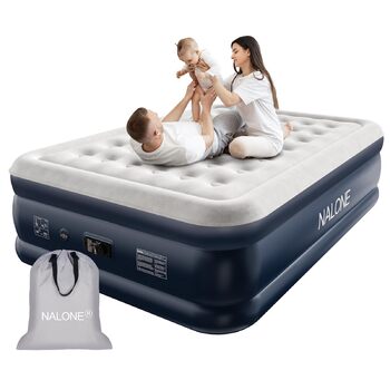 Надувний матрац NALONE для 2 осіб, самонадувальний матрац із вбудованим насосом, 203x152x46 см, надувається за 3 хвилини, надувний матрац для кемпінгу та домашнього використання