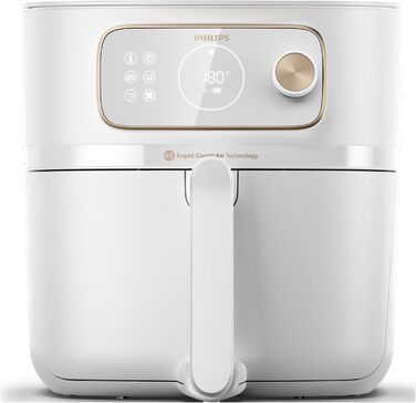 Мультипіч Philips Combi 7000 Series XXL 8,3 л (2 кг), фритюрниця 22-в-1, підключення до Wi-Fi, додавання на 99 менше жиру** з технологією Rapid CombiAir, додатком HomeID, білий (HD9876/20)
