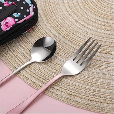 Універсальний набір дорожнього посуду багаторазові портативні столові прибори з футляром для обіду, кемпінгу, школи та пікніків (градієнтний світло-блакитний)