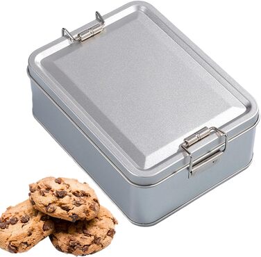 Металева коробка для зберігання прямокутна банка з білого металу з надійною кришкою, герметичні багатоцільові контейнери для кави, чаю, прикрас, цукерок, шоколаду для кухні, комори, сріблястого кольору