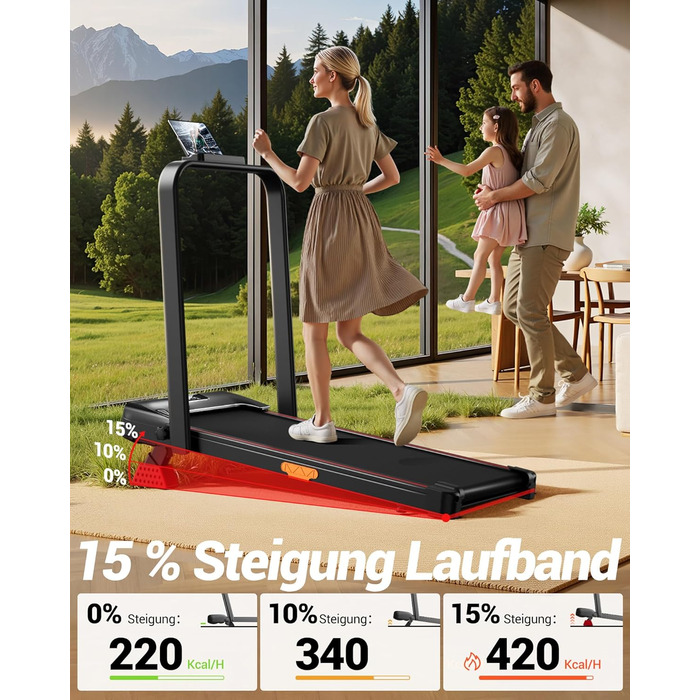 Складана бігова доріжка для домашнього використання, бігова доріжка з нахилом 15, бігова доріжка з нахилом, максимальне навантаження 136 кг, нахил 15