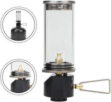 Ліхтар, паливні ліхтарі, газовий ліхтар для міні-кемпінгового ліхтаря, термостійке скло, чорний газовий ліхтар