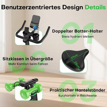 Велотренажер SLUNSE 2025 Neu Heimtrainer з магнітним опором, LCD-дисплеєм та підключенням до додатку, для домашніх тренувань (зелений)